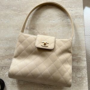 Chanel vintage Kelly turnlock shoulder bag in canvas
